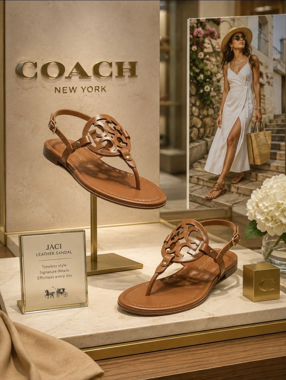 COACH Jaci Leather Sandal – Saddle – Women’s Size 11 – New in Box - Picture 3 of 10